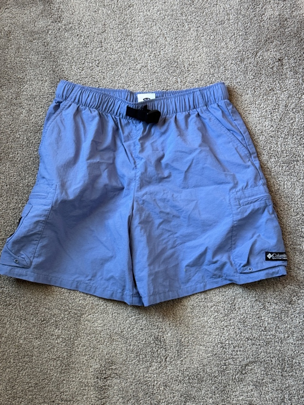 Columbia PFG Youth Fishing Shorts Blue Elastic Waist SIZE 14/16